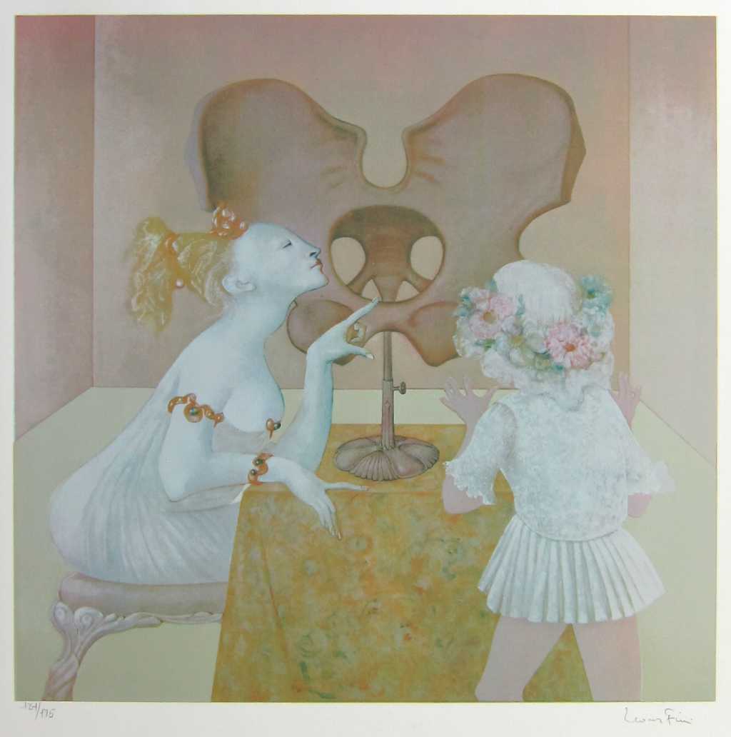 Leonor Fini - Les Lecons Plate 08 - Lecon de Paleontologie (The Lesson of Paleontology) - 1976 color serigraph